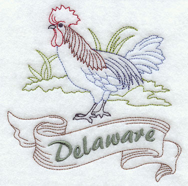 Delaware - Blue Hen Chicken (Redwork)