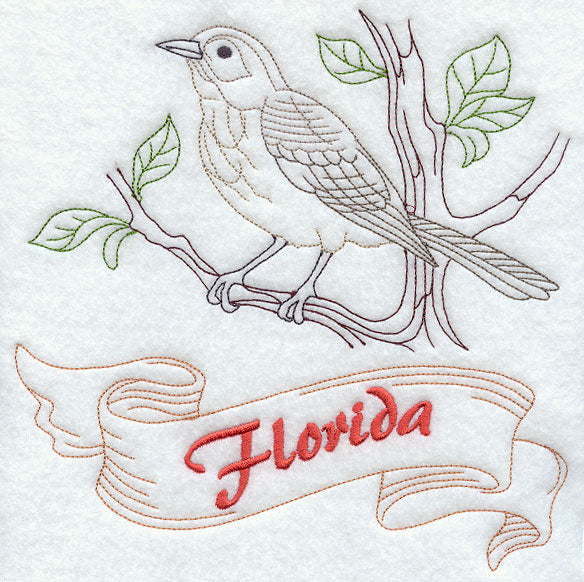 Florida - Mockingbird (Redwork)