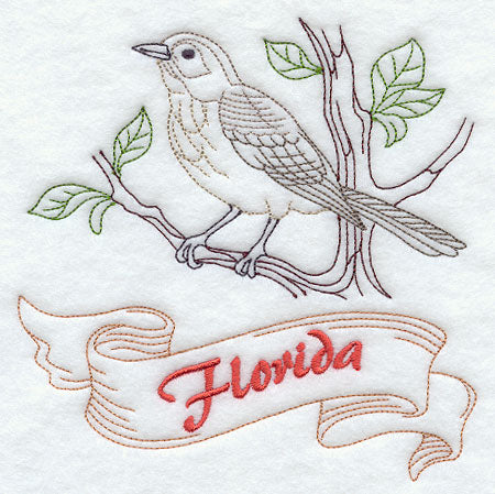 Florida - Mockingbird (Redwork)