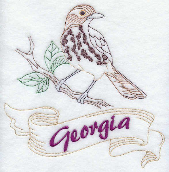 Georgia - Brown Thrasher (Redwork)