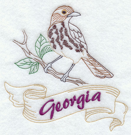 Georgia - Brown Thrasher (Redwork)
