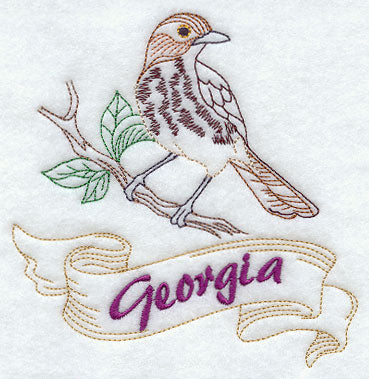 Georgia - Brown Thrasher (Redwork)