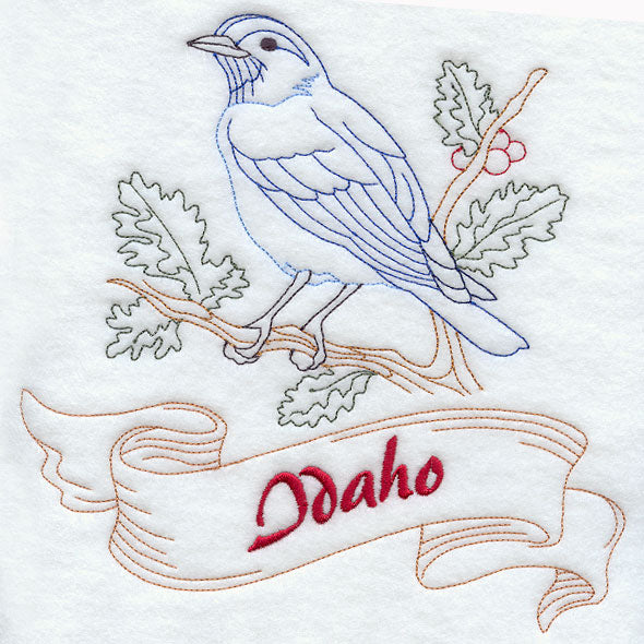 Idaho - Mountain Bluebird (Redwork)