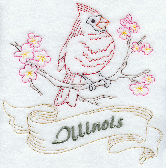 Illinois - Cardinal (Redwork)