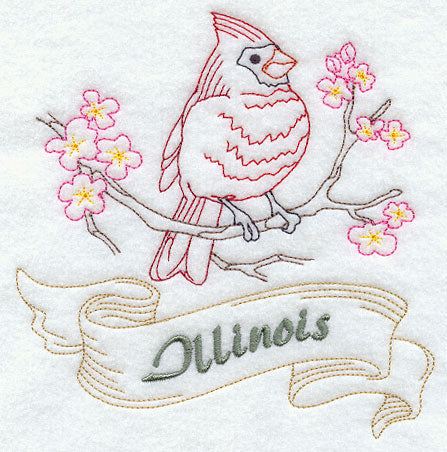 Illinois - Cardinal (Redwork)