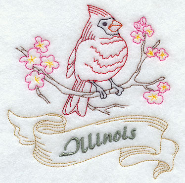 Illinois - Cardinal (Redwork)