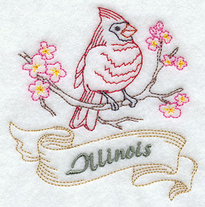 Illinois - Cardinal (Redwork)