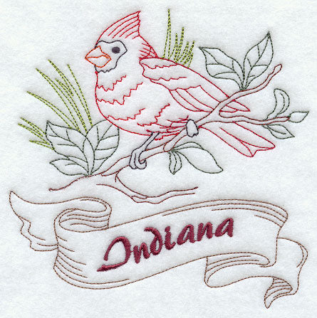 Indiana - Cardinal (Redwork)