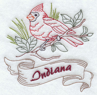 Indiana - Cardinal (Redwork)
