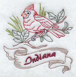 Indiana - Cardinal (Redwork)