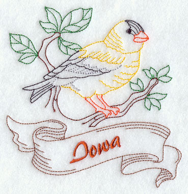 Iowa - Eastern Goldfinch (Redwork)