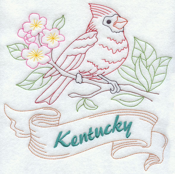 Kentucky - Cardinal (Redwork)
