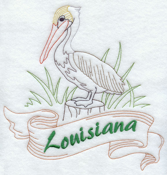 Louisiana - Eastern Brown Pelican (Redwork)