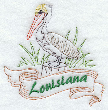 Louisiana - Eastern Brown Pelican (Redwork)