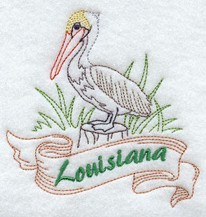 Louisiana - Eastern Brown Pelican (Redwork)