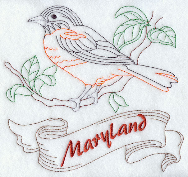 Maryland - Baltimore Oriole (Redwork)