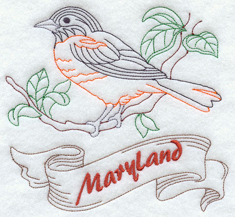 Maryland - Baltimore Oriole (Redwork)
