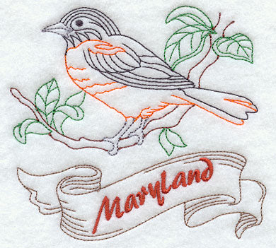 Maryland - Baltimore Oriole (Redwork)