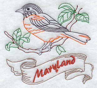 Maryland - Baltimore Oriole (Redwork)