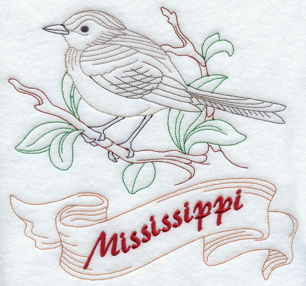 Mississippi - Mockingbird (Redwork)