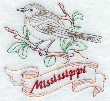 Mississippi - Mockingbird (Redwork)