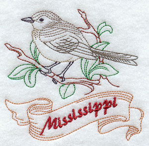 Mississippi - Mockingbird (Redwork)