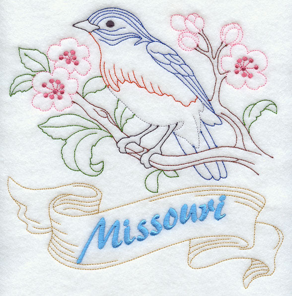 Missouri - Bluebird (Redwork)