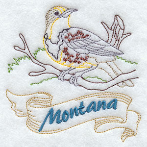 Montana - Western Meadowlark (Redwork)