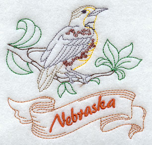 Nebraska - Western Meadowlark (Redwork)