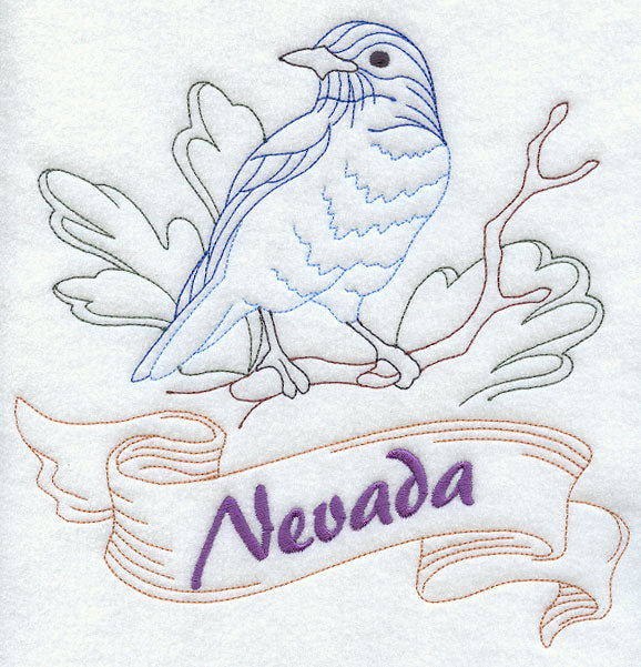 Nevada - Mountain Bluebird (Redwork)