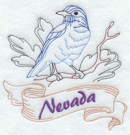 Nevada - Mountain Bluebird (Redwork)