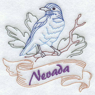 Nevada - Mountain Bluebird (Redwork)
