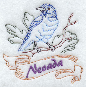Nevada - Mountain Bluebird (Redwork)