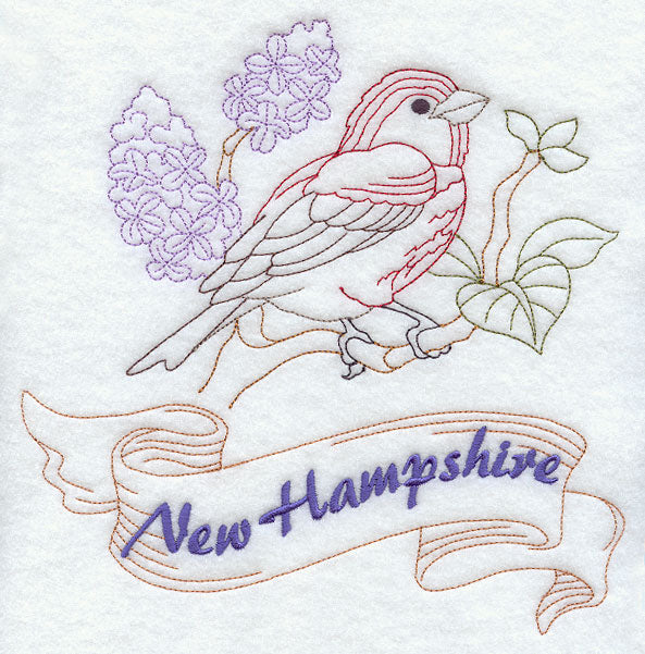 New Hampshire - Purple Finch (Redwork)