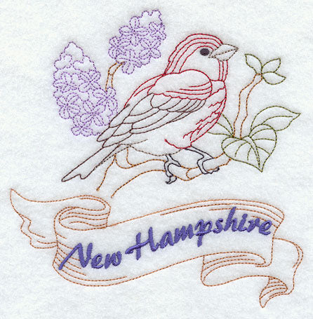 New Hampshire - Purple Finch (Redwork)