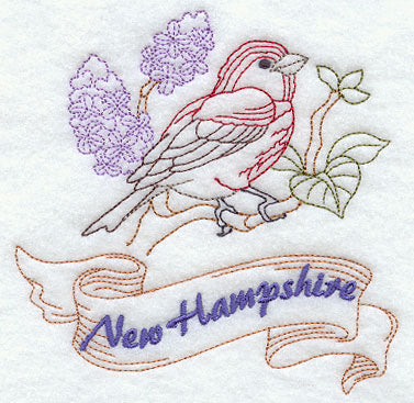 New Hampshire - Purple Finch (Redwork)