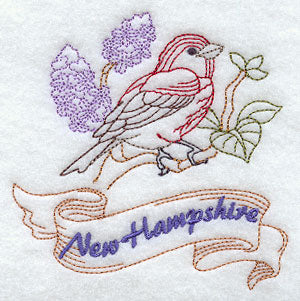 New Hampshire - Purple Finch (Redwork)