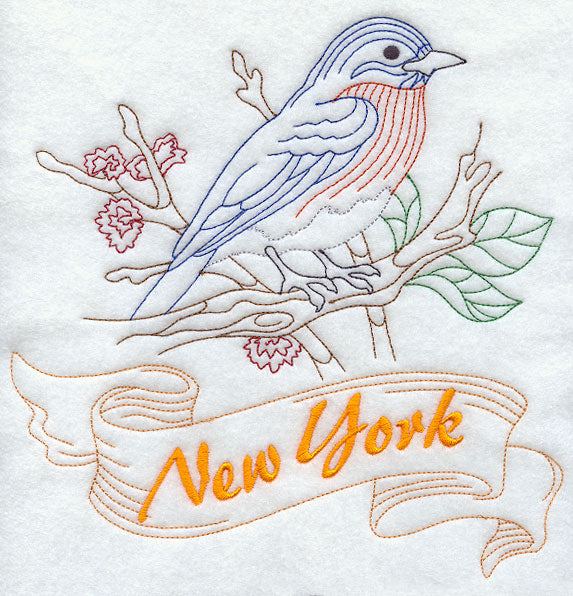 New York - Bluebird (Redwork)