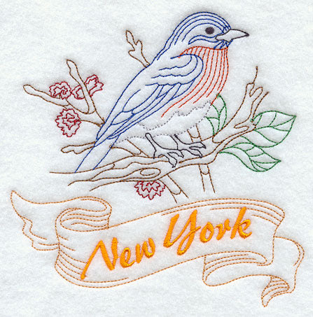 New York - Bluebird (Redwork)