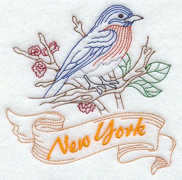 New York - Bluebird (Redwork)