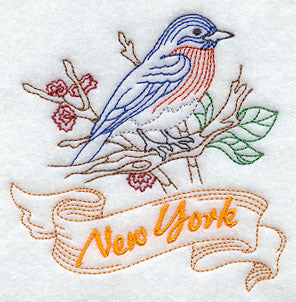 New York - Bluebird (Redwork)