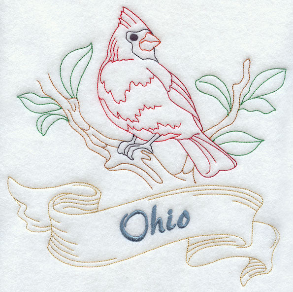 Ohio - Cardinal (Redwork)