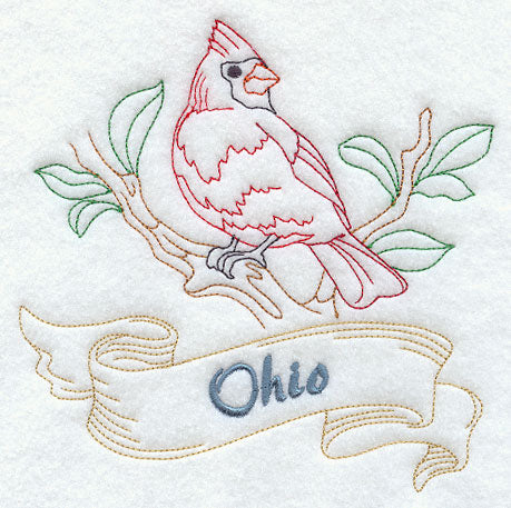 Ohio - Cardinal (Redwork)