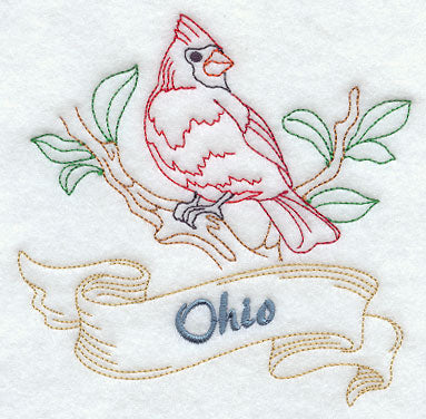 Ohio - Cardinal (Redwork)