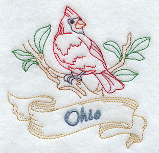 Ohio - Cardinal (Redwork)