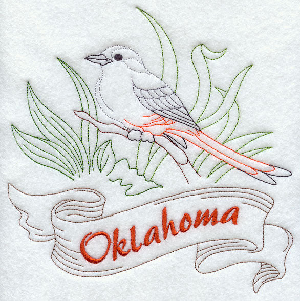 Oklahoma - Scissor-Tailed Flycatcher (Redwork)