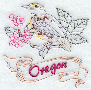 Oregon - Western Meadowlark (Redwork)