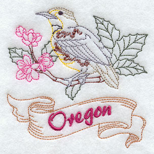 Oregon - Western Meadowlark (Redwork)