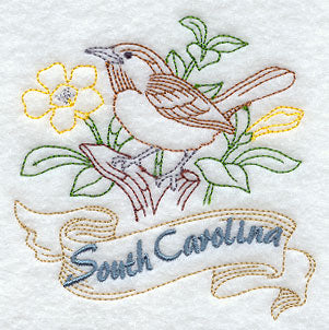 South Carolina - Great Carolina Wren (Redwork)