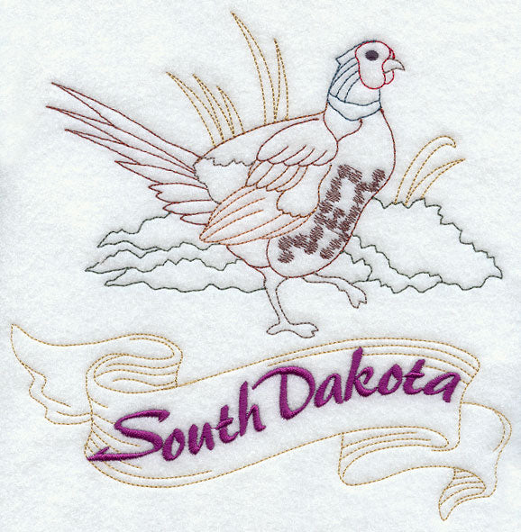 South Dakota - Ring-Necked Pheasant (Redwork)